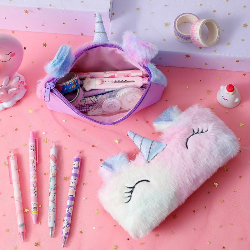 Unicorn Pencil Case Plush Stuffed Animal Pen Bag Accessories Storage Bag