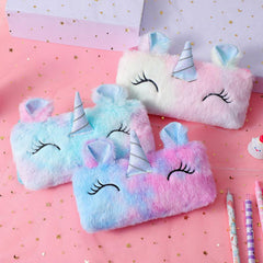 Unicorn Pencil Case Plush Stuffed Animal Pen Bag Accessories Storage Bag
