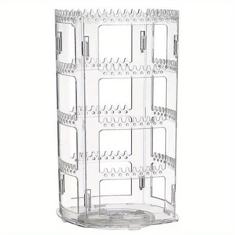Rotating Jewelry Display Rack Earring Storage Holder Dustproof Portable Box