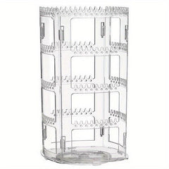 Rotating Jewelry Display Rack Earring Storage Holder Dustproof Portable Box