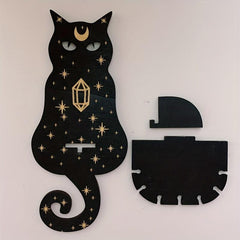 Cat Shaped Crystal Candle Display Rack Wall Mounted Wooden Shelf