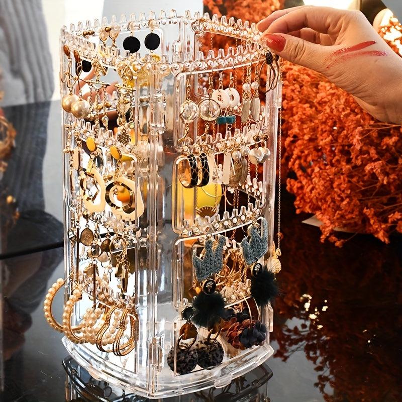 360 Rotating Earrings Holder Jewelry Organizer 4 Tiers Jewelry Rack