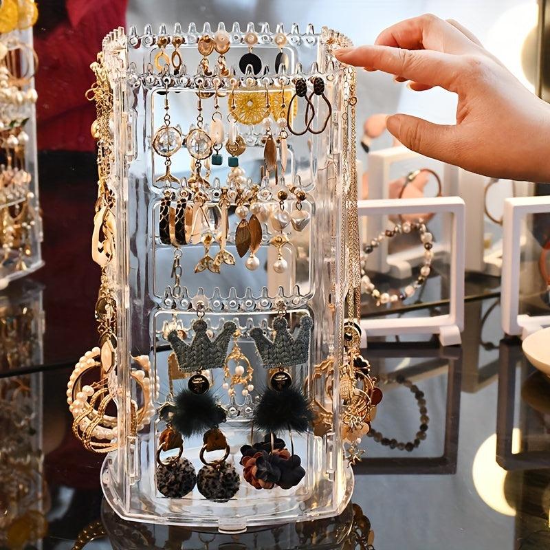 360 Rotating Earrings Holder Jewelry Organizer 4 Tiers Jewelry Rack