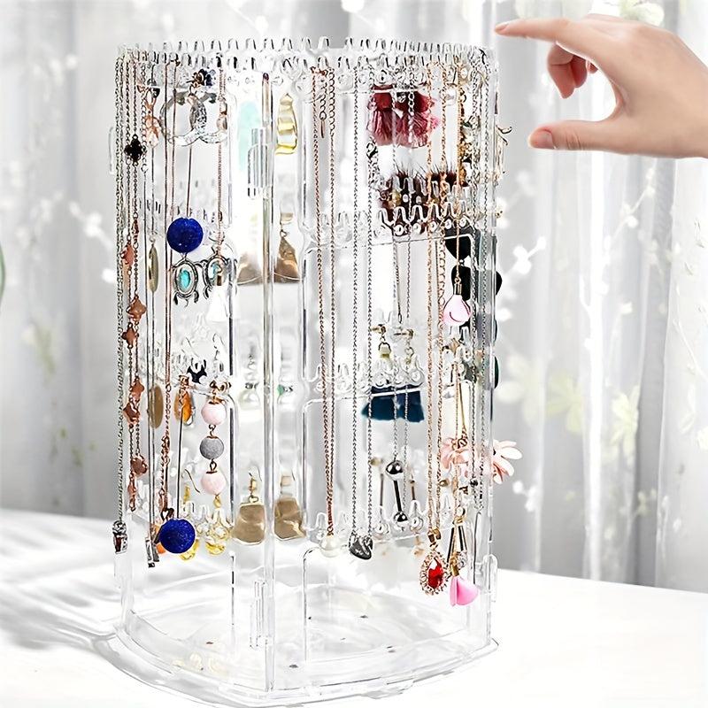 360 Rotating Earrings Holder Jewelry Organizer 4 Tiers Jewelry Rack