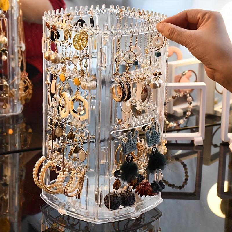 360 Rotating Earrings Holder Jewelry Organizer 4 Tiers Jewelry Rack