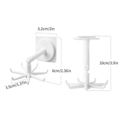 Plastic Rotating Self Adhesive Wall Hanger 7 Claws Storage Rack