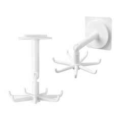 Plastic Rotating Self Adhesive Wall Hanger 7 Claws Storage Rack