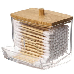 7oz Cotton Swab Pads Holder Jar with Wood Lids