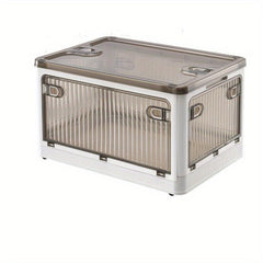 Transparent Folding Storage Box for Clothing Books Four Sided Open