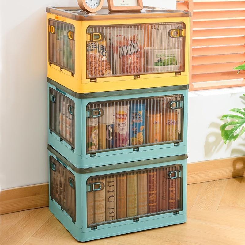 Transparent Folding Storage Box for Clothing Books Four Sided Open