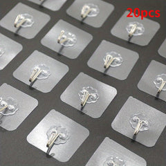 10/20pcs Transparent Self Adhesive Wall Hooks for Non Punch Hanging