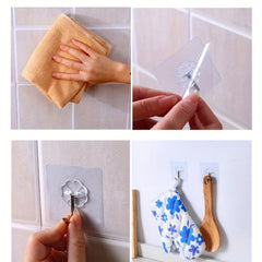 10/20pcs Transparent Self Adhesive Wall Hooks for Non Punch Hanging