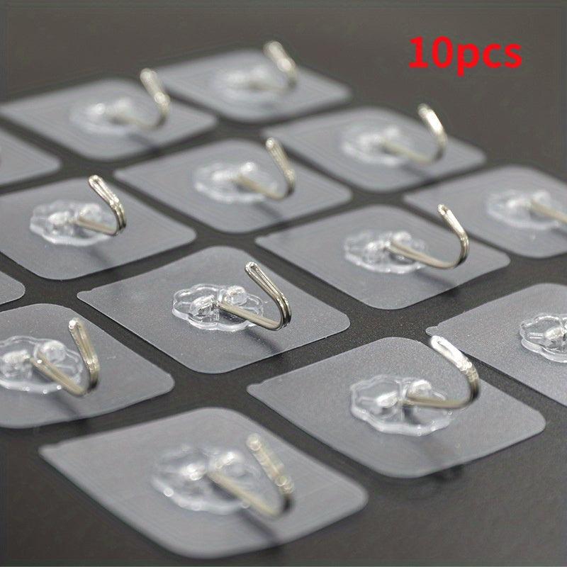 10/20pcs Transparent Self Adhesive Wall Hooks for Non Punch Hanging