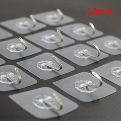 10/20pcs Transparent Self Adhesive Wall Hooks for Non Punch Hanging