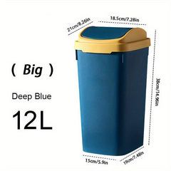 Stylish Plastic Trash Can with Lid for Bathroom Living Room Bedroom