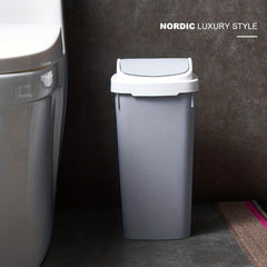 Stylish Plastic Trash Can with Lid for Bathroom Living Room Bedroom