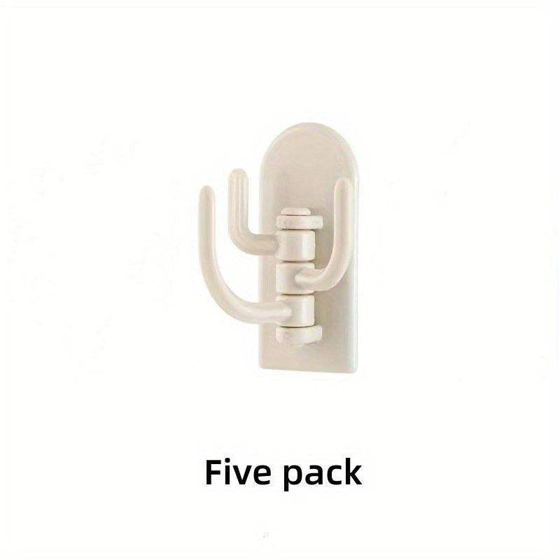 5pcs Adhesive 3-hook Wall Hanging Cactus Rota