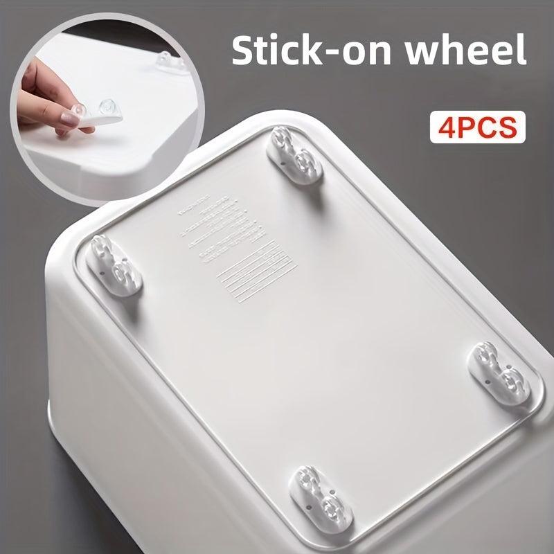 4pcs Self Adhesive Mini Caster Wheels for Storage Boxes Trash Cans & More