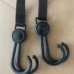 2pcs Rotatable Dual Hook Stroller Hanging Hook with Fastener Strap