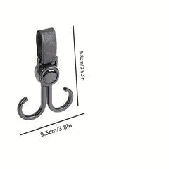 2pcs Rotatable Dual Hook Stroller Hanging Hook with Fastener Strap