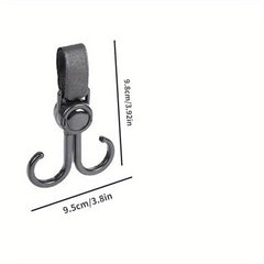 2pcs Rotatable Dual Hook Stroller Hanging Hook with Fastener Strap