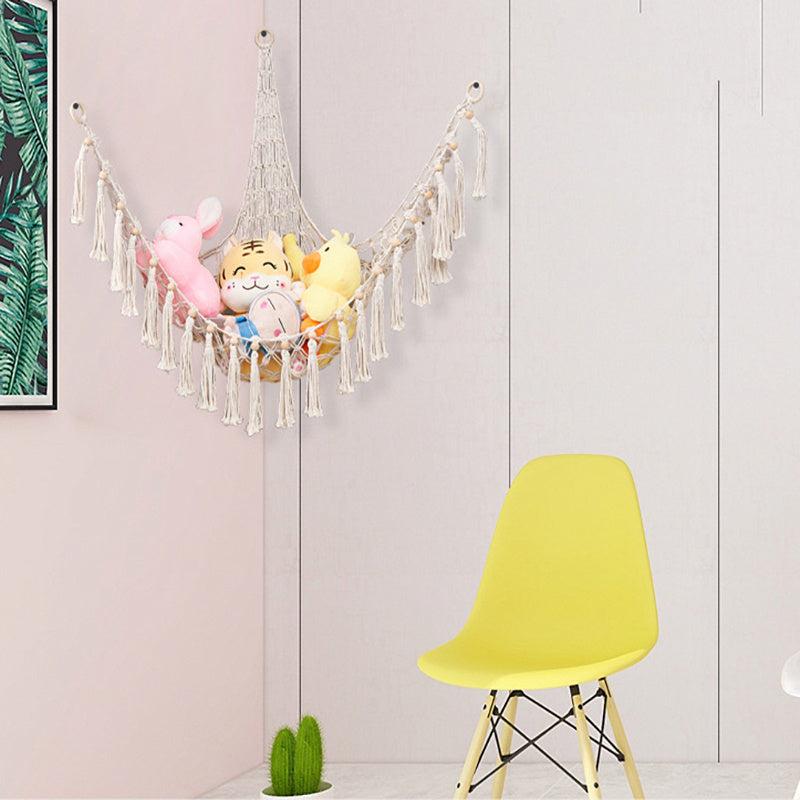 Boho Toy Hammock Corner Storage with Tassels for Nursery Bedroom