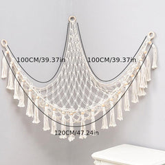 Boho Toy Hammock Corner Storage with Tassels for Nursery Bedroom