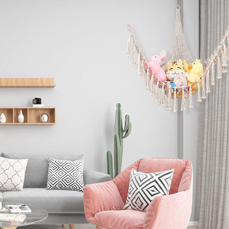 Boho Toy Hammock Corner Storage with Tassels for Nursery Bedroom