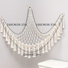 Boho Toy Hammock Corner Storage with Tassels for Nursery Bedroom