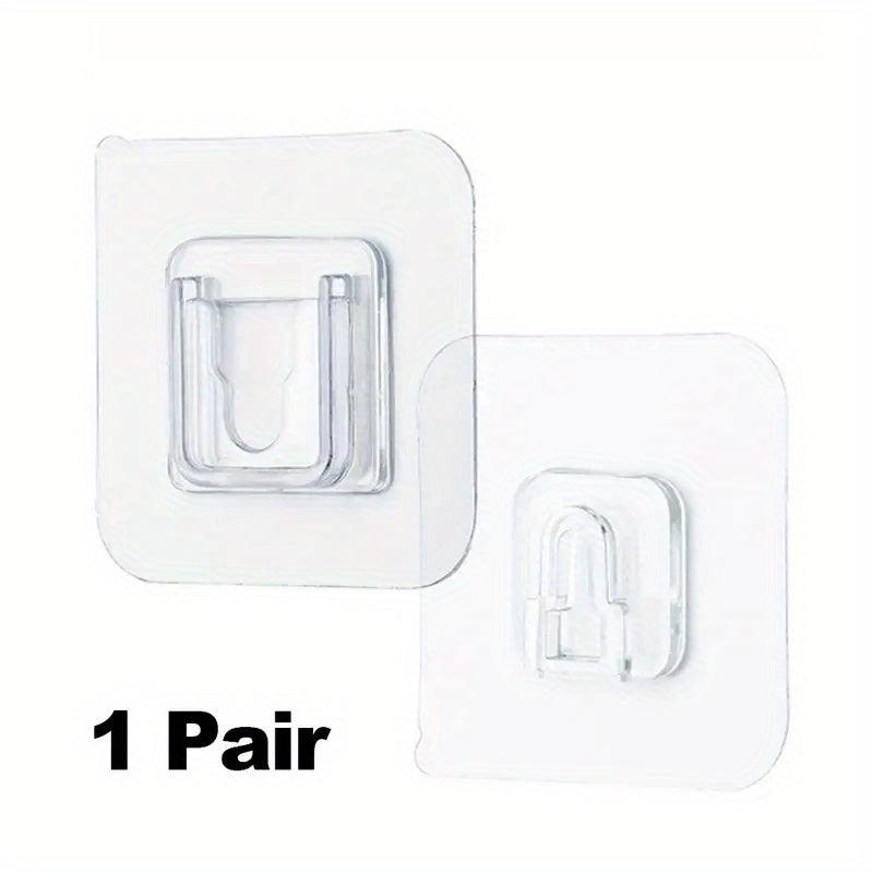 2pcs Adhesive Double Hook, Wall Mount, No Drilling, Utility Hook