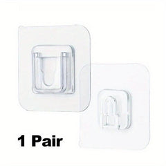 2pcs Adhesive Double Hook, Wall Mount, No Drilling, Utility Hook
