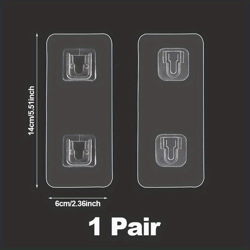 2pcs Adhesive Double Hook, Wall Mount, No Drilling, Utility Hook