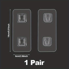 2pcs Adhesive Double Hook, Wall Mount, No Drilling, Utility Hook