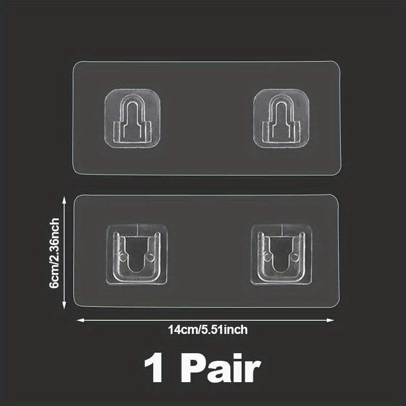 2pcs Adhesive Double Hook, Wall Mount, No Drilling, Utility Hook