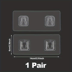 2pcs Adhesive Double Hook, Wall Mount, No Drilling, Utility Hook