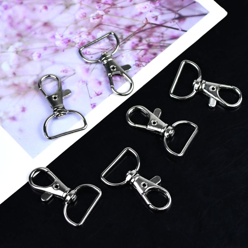 20pcs Small Rotating Keyring Hooks D Rings Metal Carabiner Clasps