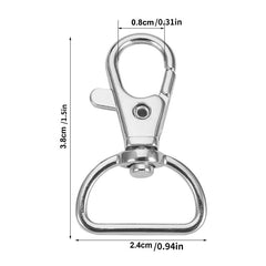 20pcs Small Rotating Keyring Hooks D Rings Metal Carabiner Clasps