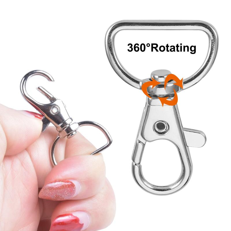 20pcs Small Rotating Keyring Hooks D Rings Metal Carabiner Clasps