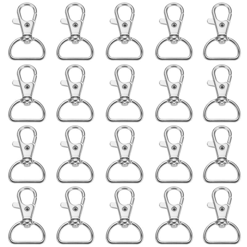20pcs Small Rotating Keyring Hooks D Rings Metal Carabiner Clasps