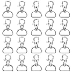 20pcs Small Rotating Keyring Hooks D Rings Metal Carabiner Clasps