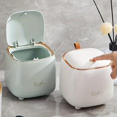 Mini Desktop Trash Can with Lid for Home Office Bedroom Car Plastic Dust Bin