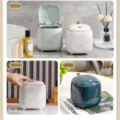 Mini Desktop Trash Can with Lid for Home Office Bedroom Car Plastic Dust Bin