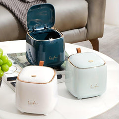 Mini Desktop Trash Can with Lid for Home Office Bedroom Car Plastic Dust Bin