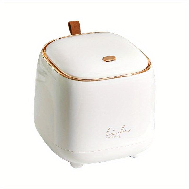 Mini Desktop Trash Can with Lid for Home Office Bedroom Car Plastic Dust Bin