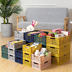 Plastic Toy Storage Basket Folding Organizer Container for Sundries
