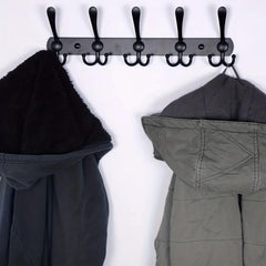 2pcs Wall Mounted Coat Rack 5 Tri Hooks Stainless Steel Coat Hook Rail