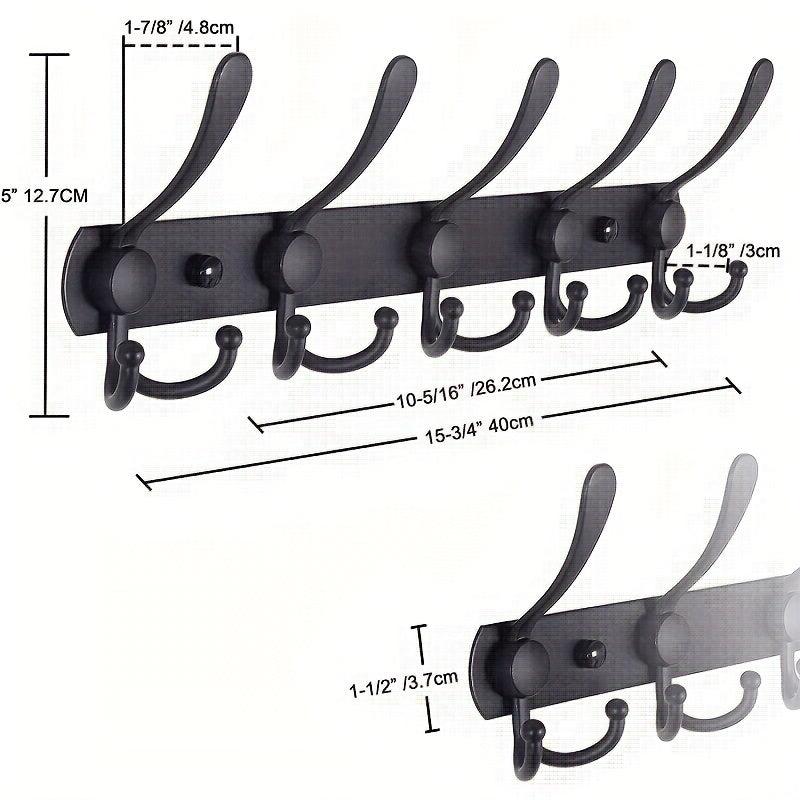 2pcs Wall Mounted Coat Rack 5 Tri Hooks Stainless Steel Coat Hook Rail