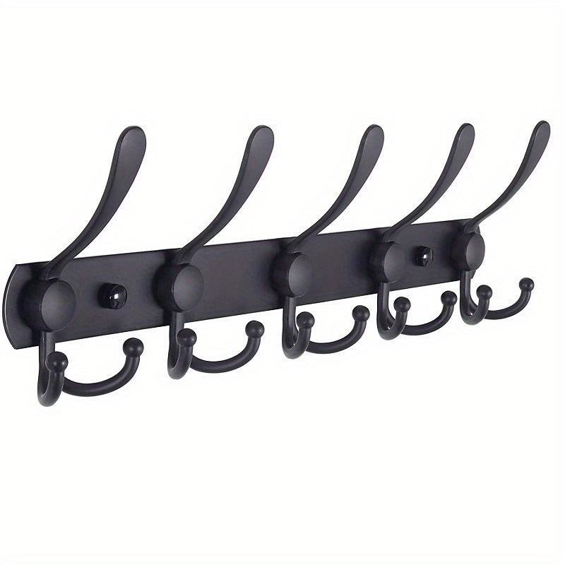 2pcs Wall Mounted Coat Rack 5 Tri Hooks Stainless Steel Coat Hook Rail