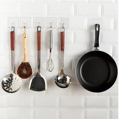 10pcs Transparent Sticker Stainless Steel Hook Self Adhesive Single Wall Hook