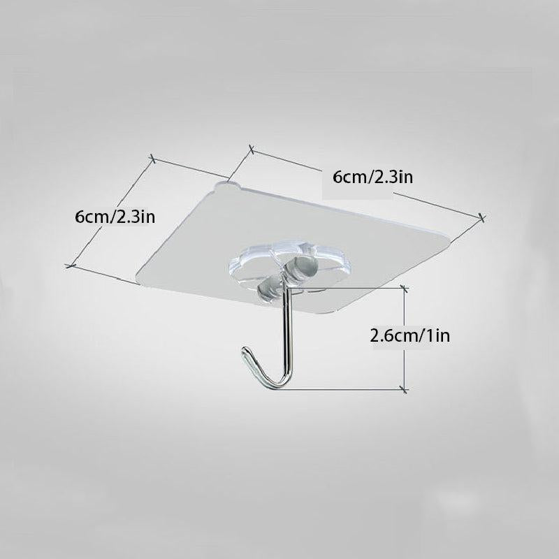 10pcs Transparent Sticker Stainless Steel Hook Self Adhesive Single Wall Hook